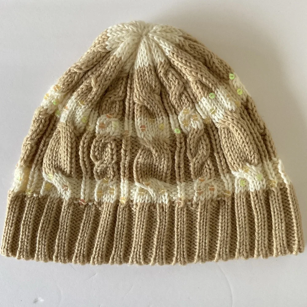 Gap Wool Blend Winter Beanie Knit Hat with sequin details